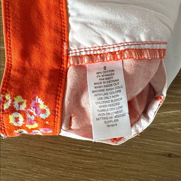 Bundle 5 items @ 10$, pay only 30$ - 2 items free!  Orange Floral Twill Shorts - Picture 6 of 12